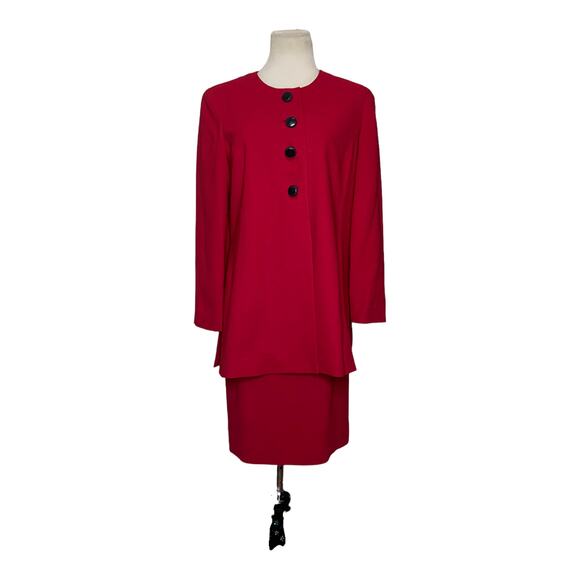 Liz Claiborne vintage red skirt and buttoned jacket suit set size 8 - Picture 1 of 12